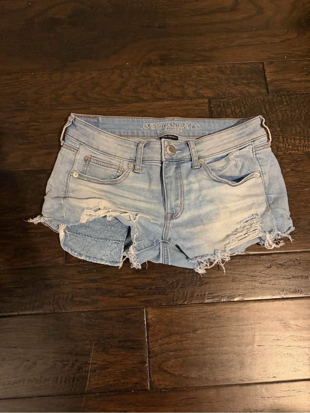 American Eagle Outfitters Light Blue Distressed Denim Shorts